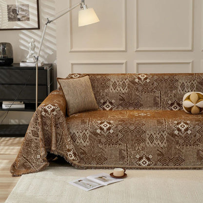 Chenille Sofa Cover Ethno Cultural Design Stylish Protection 1