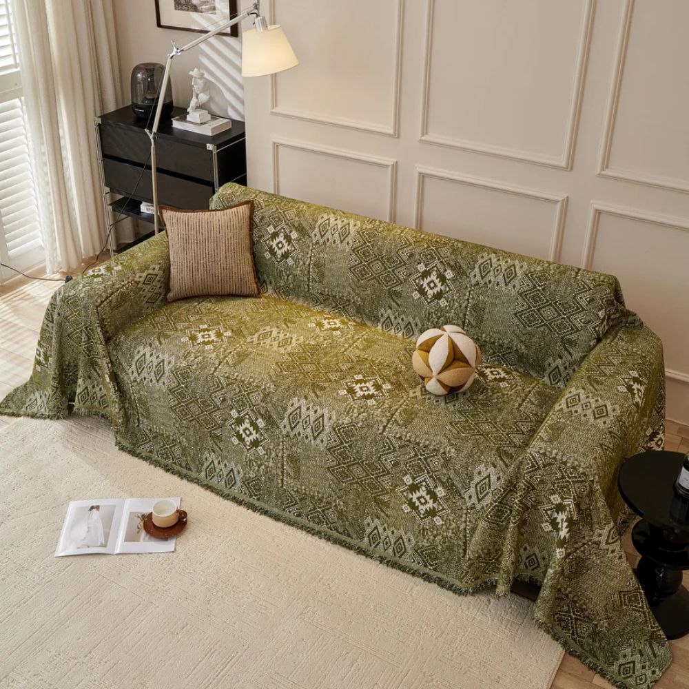 Chenille Sofa Cover Ethno Cultural Design Stylish Protection 10