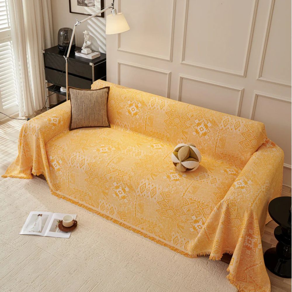 Chenille Sofa Cover Ethno Cultural Design Stylish Protection 11