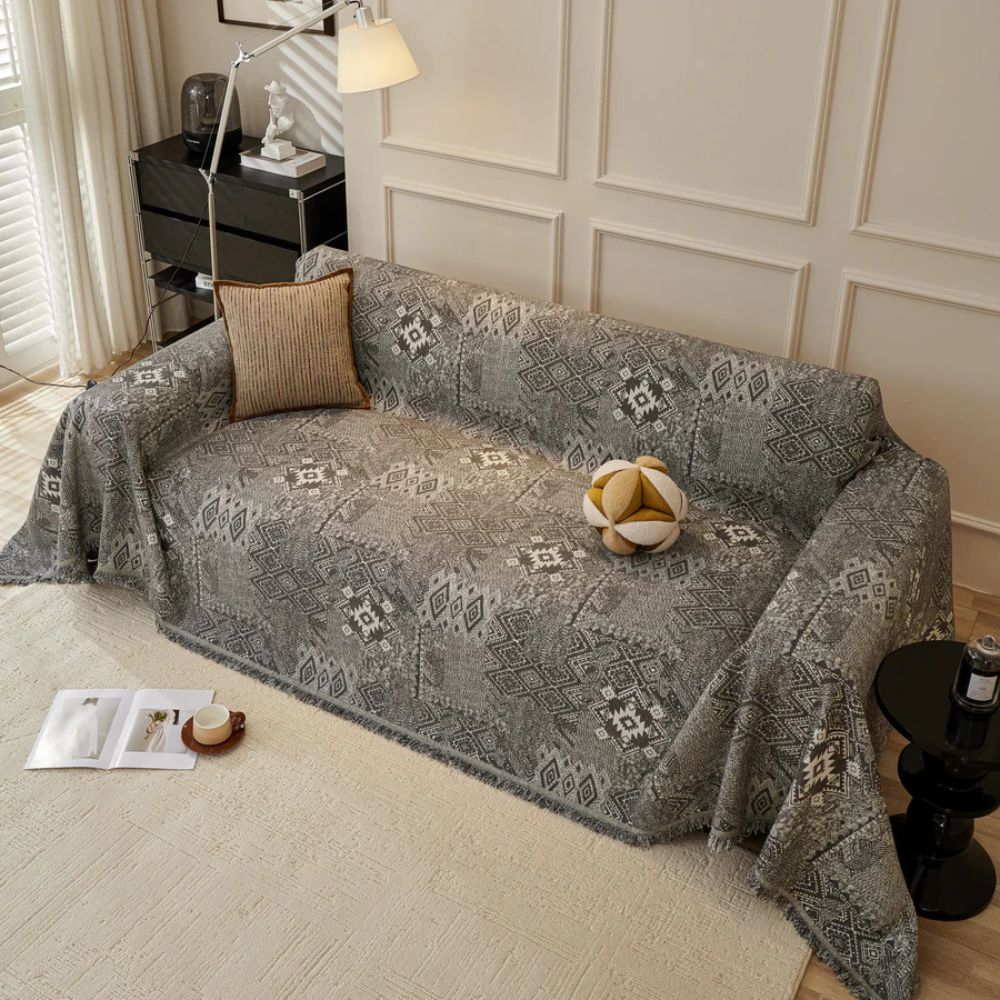 Chenille Sofa Cover Ethno Cultural Design Stylish Protection 13