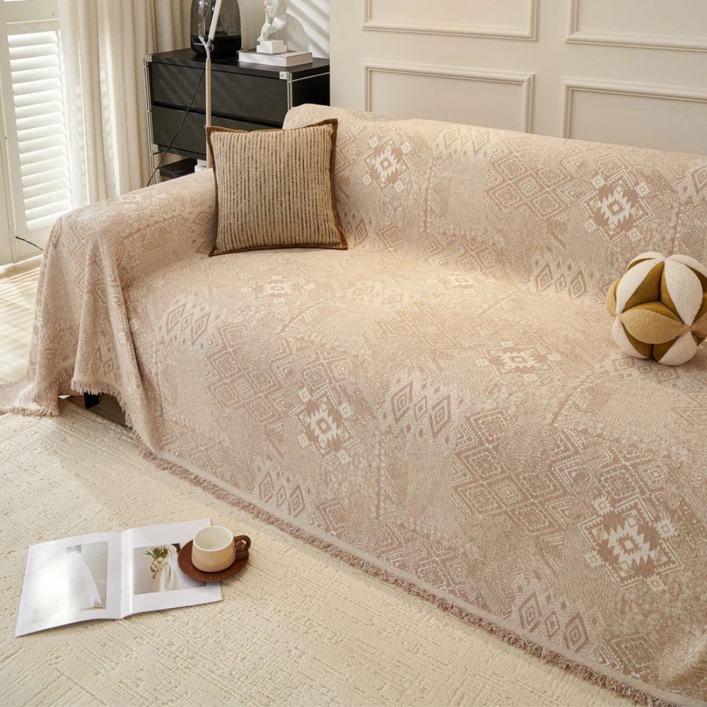 Chenille Sofa Cover Ethno Cultural Design Stylish Protection 3