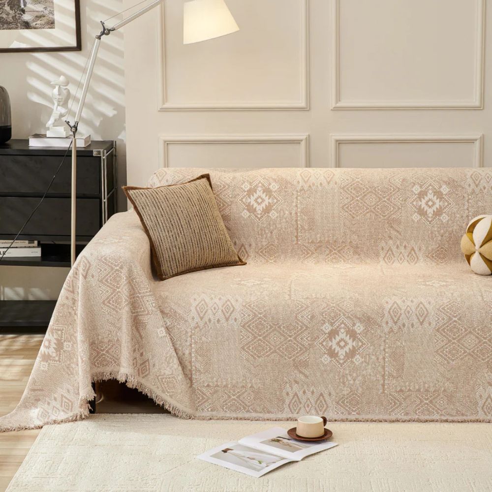Chenille Sofa Cover Ethno Cultural Design Stylish Protection 5