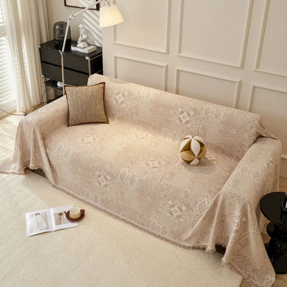 Chenille Sofa Cover Ethno Cultural Design Stylish Protection 7