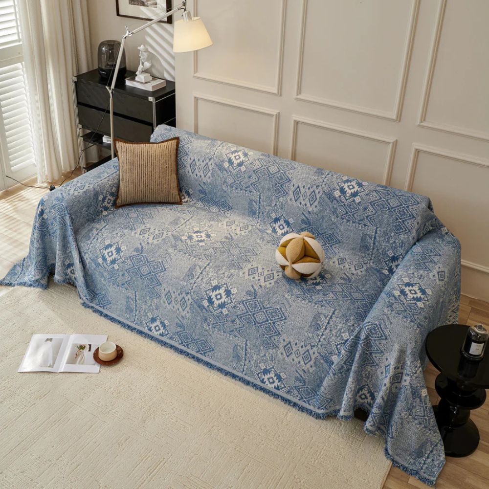Chenille Sofa Cover Ethno Cultural Design Stylish Protection 9