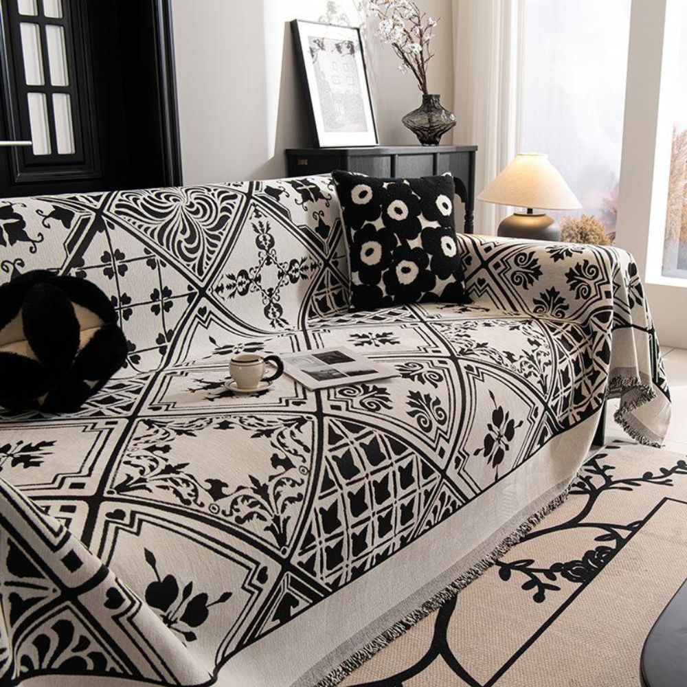 Chenille Sofa Cover Florentine Pattern Elegant Home Decor 1