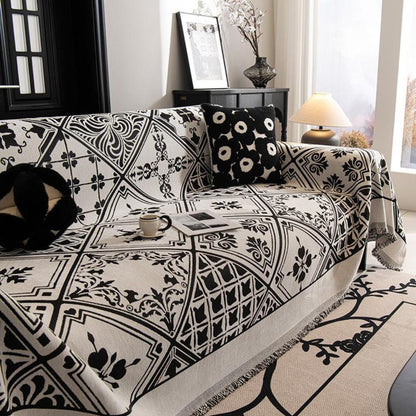 Chenille Sofa Cover Florentine Pattern Elegant Home Decor 1
