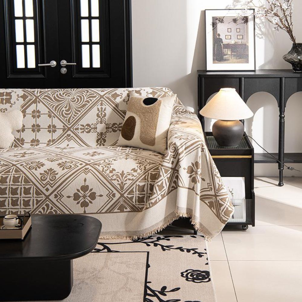 Chenille Sofa Cover Florentine Pattern Elegant Home Decor 3