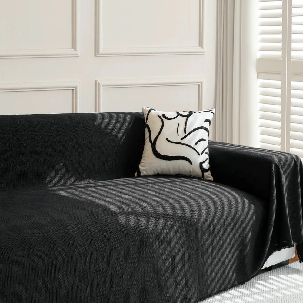 Chenille Sofa Cover Geometric Design Easy Care Furniture Protector 3