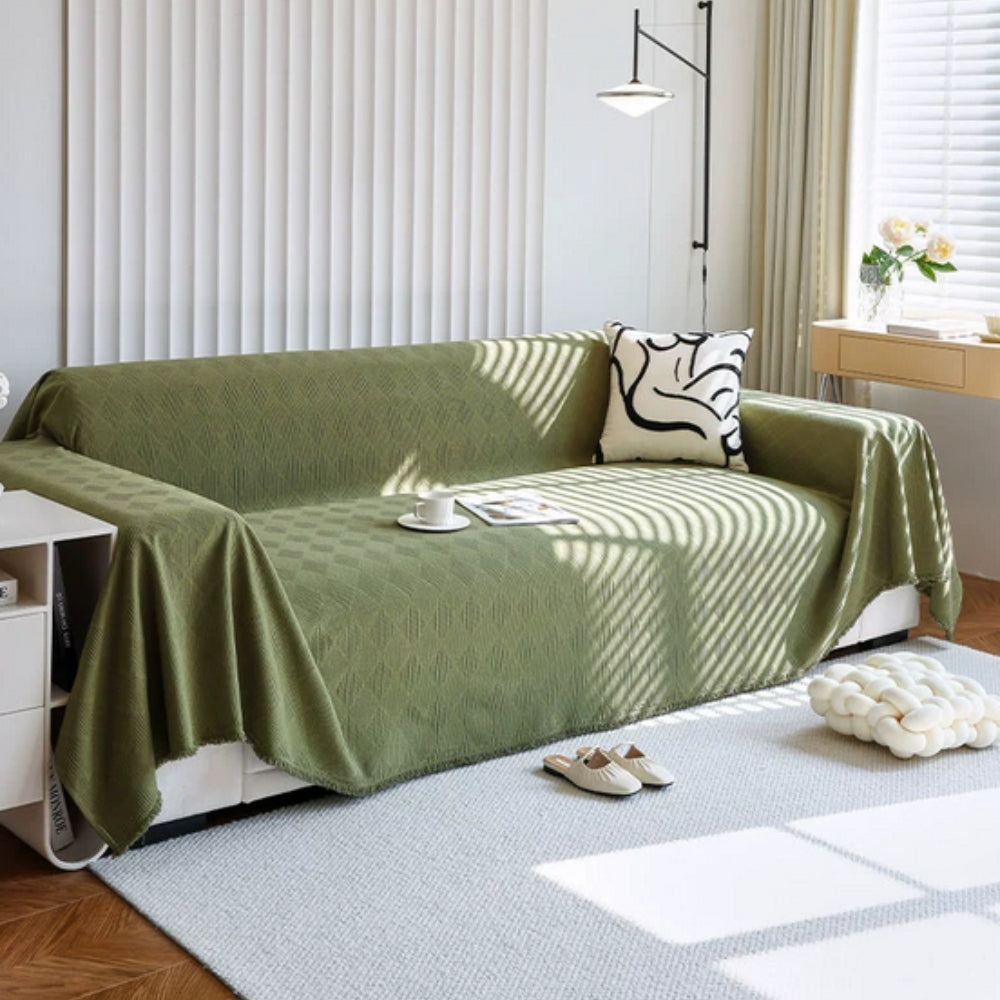 Chenille Sofa Cover Geometric Design Easy Care Furniture Protector 6