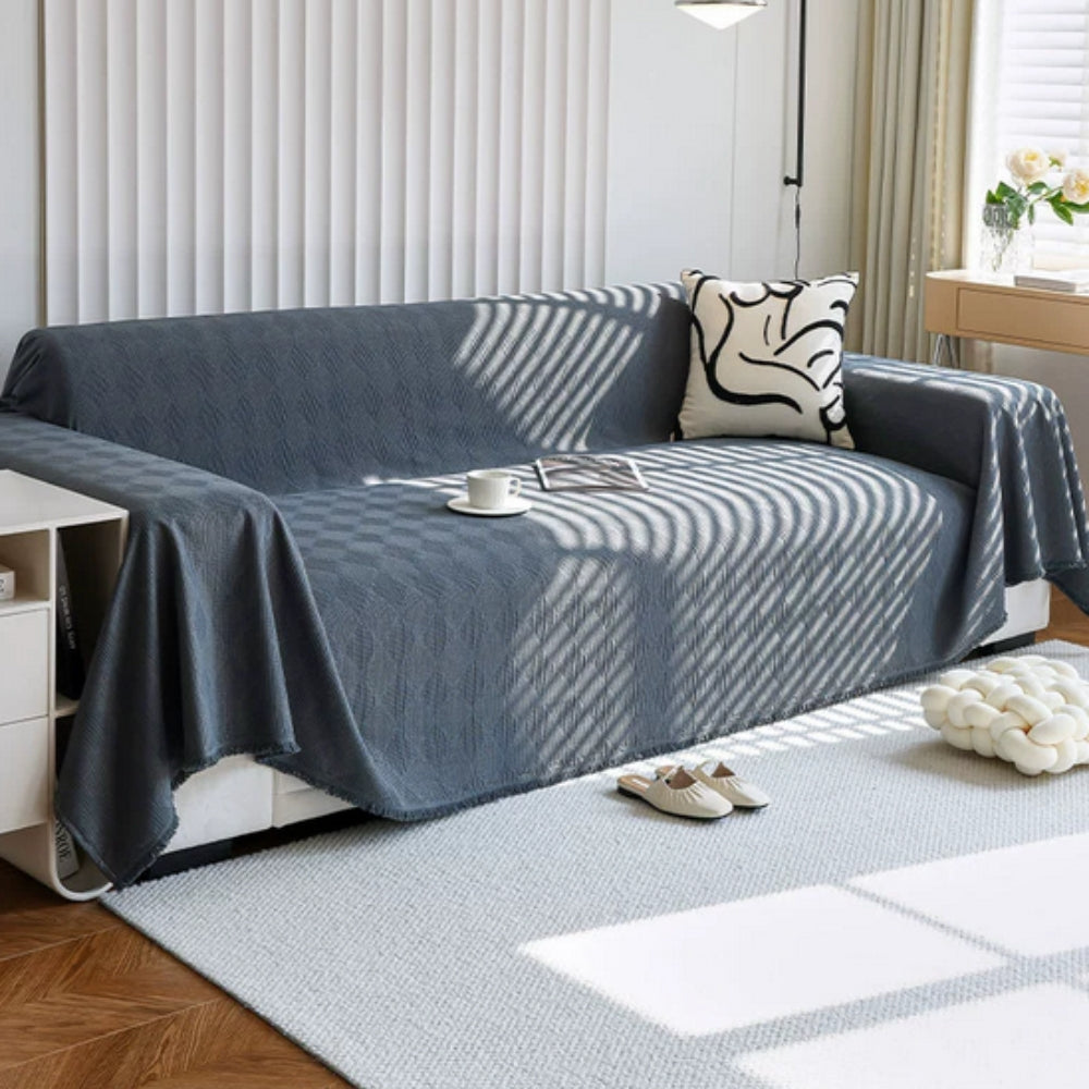 Chenille Sofa Cover Geometric Design Easy Care Furniture Protector 7