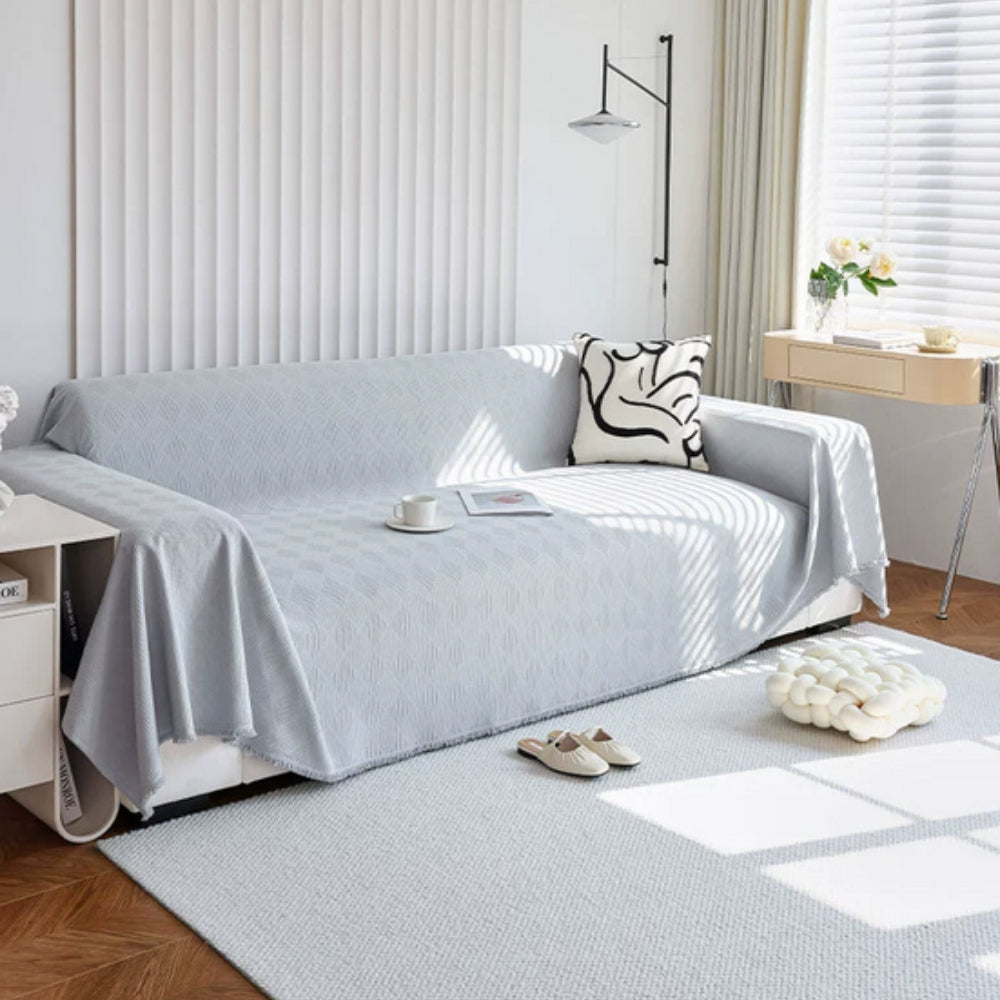 Chenille Sofa Cover Geometric Design Easy Care Furniture Protector 8