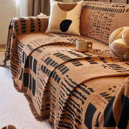 Chenille Sofa Cover Geometric Design Soft Comfort Reversible 5