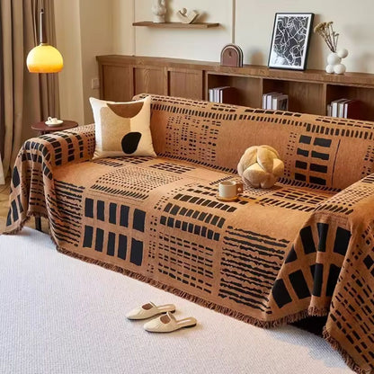 Chenille Sofa Cover Geometric Design Soft Comfort Reversible 6