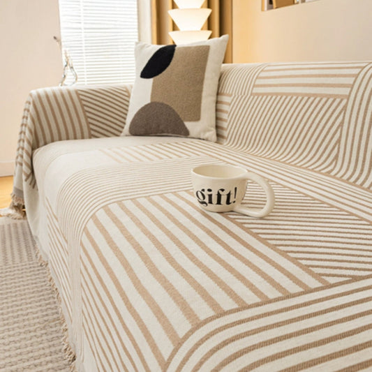 Chenille Sofa Cover Non-Slip Striped Design Easy Maintenance 0
