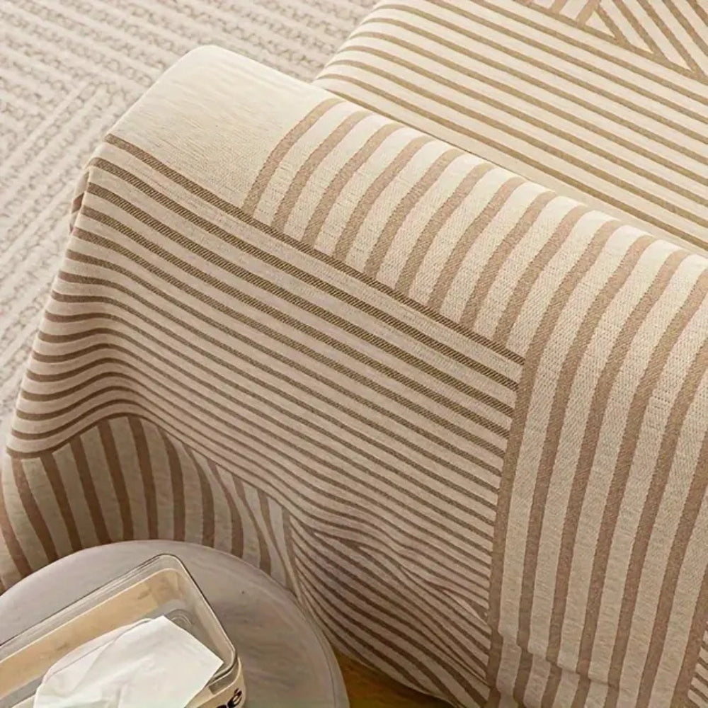 Chenille Sofa Cover Non-Slip Striped Design Easy Maintenance 4