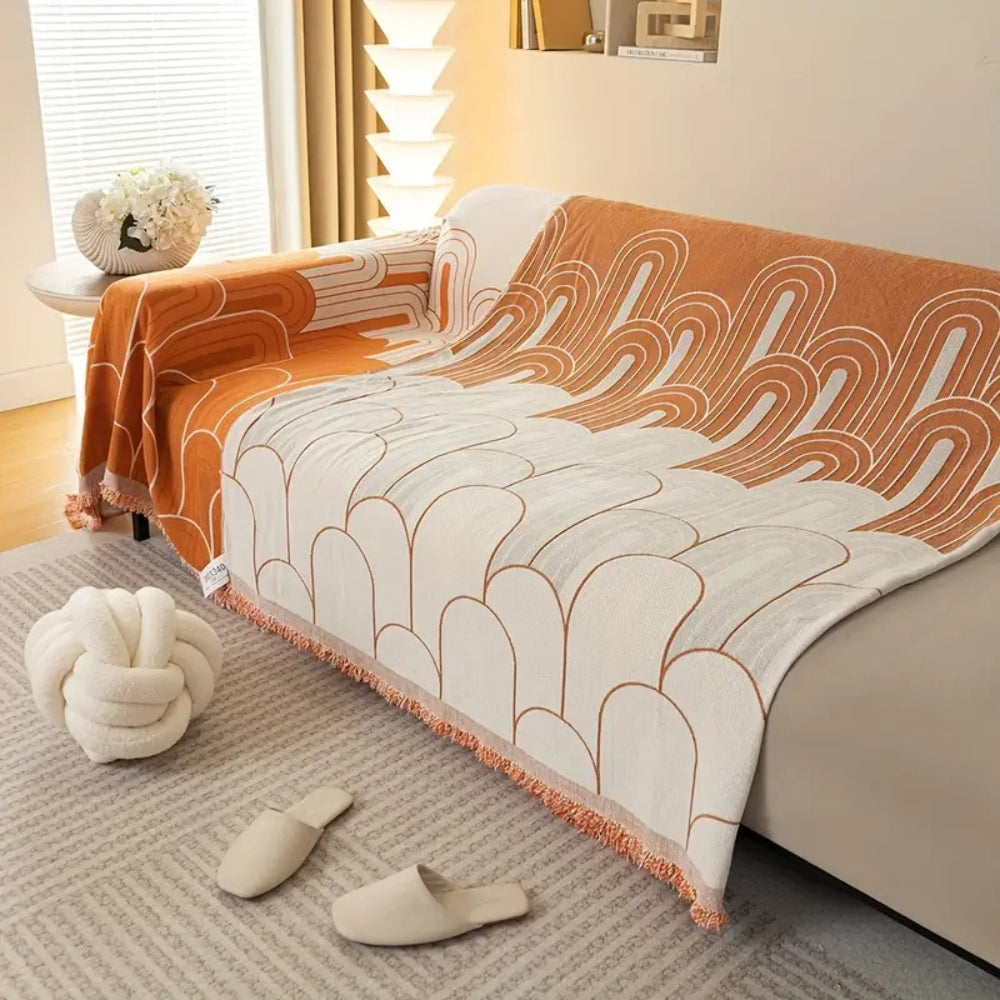 Chenille Sofa Cover Rainbow Arches Pattern Soft Durable Fabric 6
