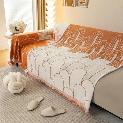 Chenille Sofa Cover Rainbow Arches Pattern Soft Durable Fabric 6