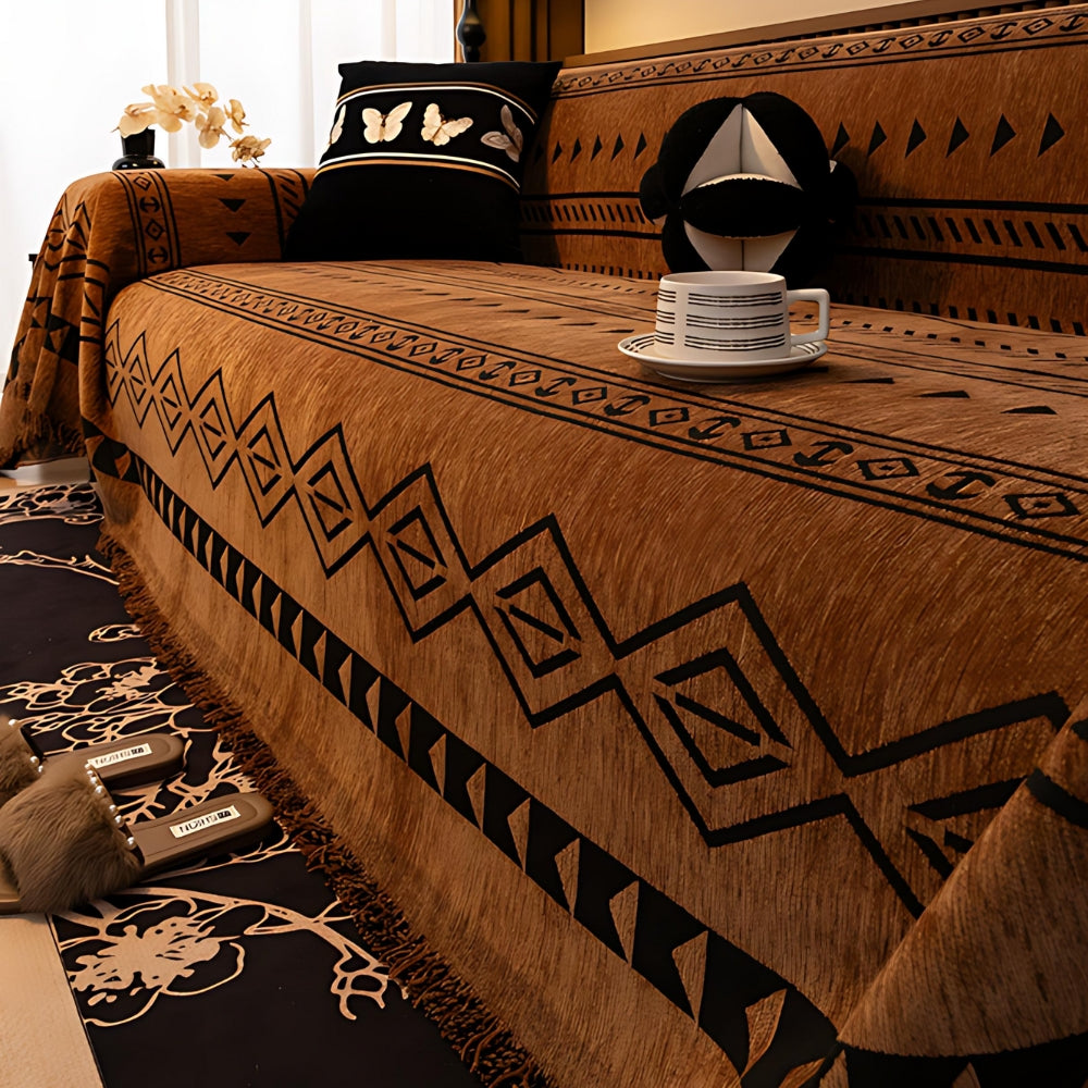 Chenille Sofa Cover Tribal Design Soft Comfortable Protection 0