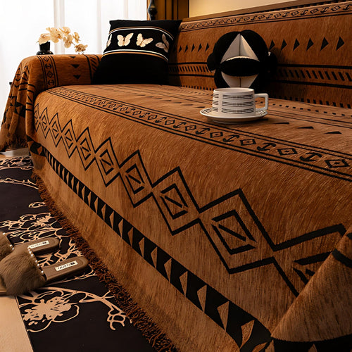 Chenille Sofa Cover Tribal Design Soft Comfortable Protection 0
