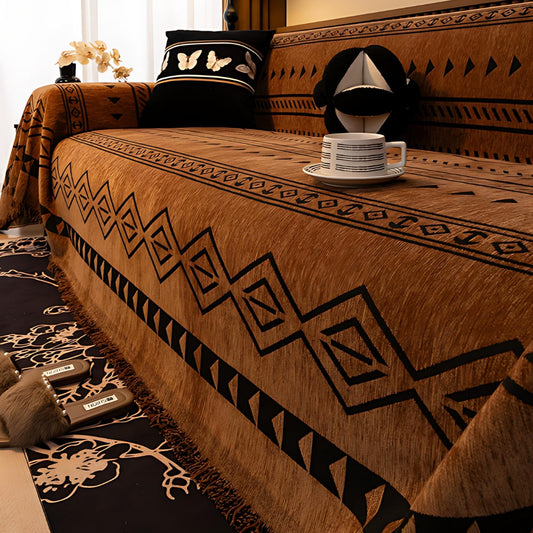 Chenille Sofa Cover Tribal Design Soft Comfortable Protection 0
