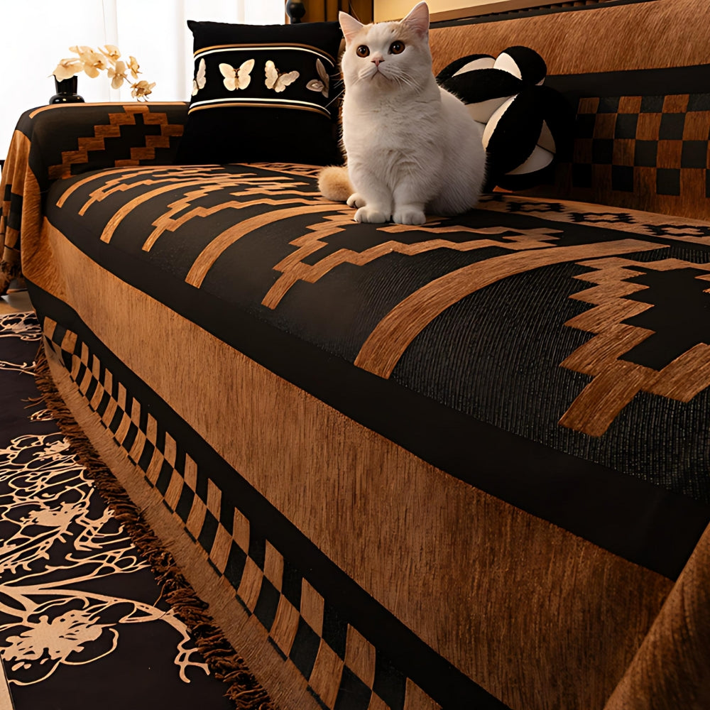 Chenille Sofa Cover Tribal Design Soft Comfortable Protection 2