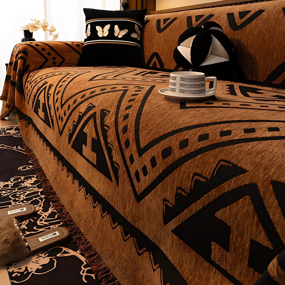 Chenille Sofa Cover Tribal Design Soft Comfortable Protection 3