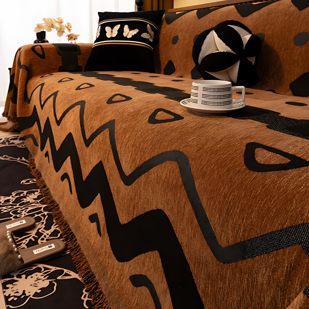 Chenille Sofa Cover Tribal Design Soft Comfortable Protection 6