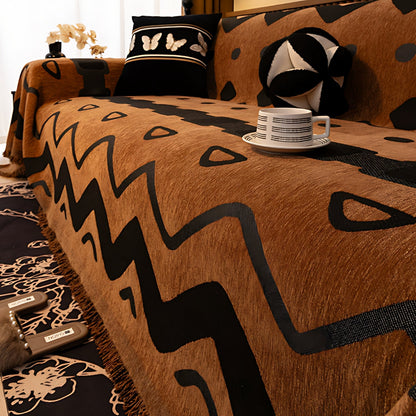 Chenille Sofa Cover Tribal Design Soft Comfortable Protection 6