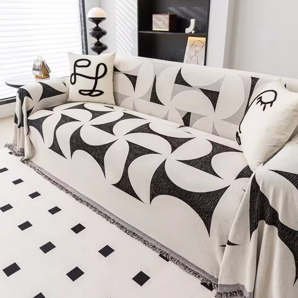 Chenille Sofa Cover Windmill Pattern Cozy Comfort Layer 1