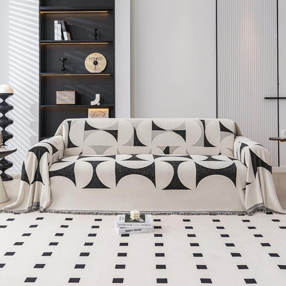 Chenille Sofa Cover Windmill Pattern Cozy Comfort Layer 2