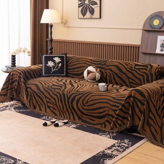 Chenille Sofa Cover Zebra Pattern Soft Fabric Stylish Protection 0