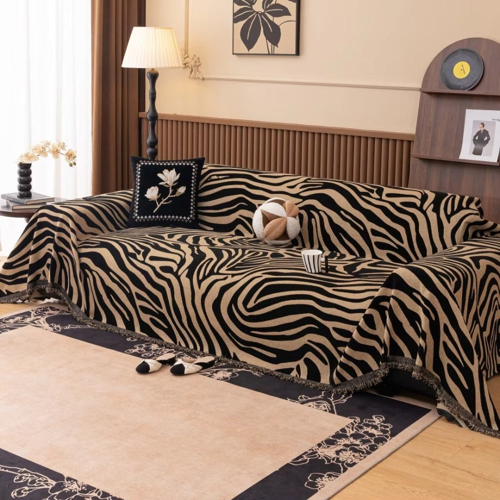 Chenille Sofa Cover Zebra Pattern Soft Fabric Stylish Protection 2
