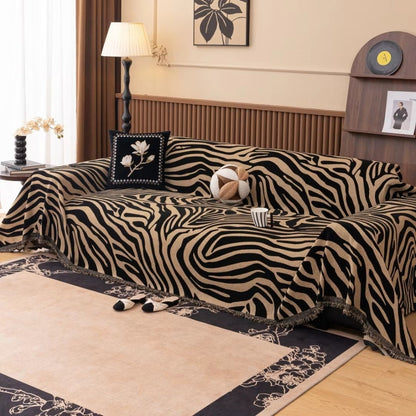 Chenille Sofa Cover Zebra Pattern Soft Fabric Stylish Protection 2