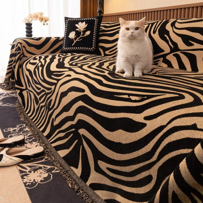 Chenille Sofa Cover Zebra Pattern Soft Fabric Stylish Protection 3