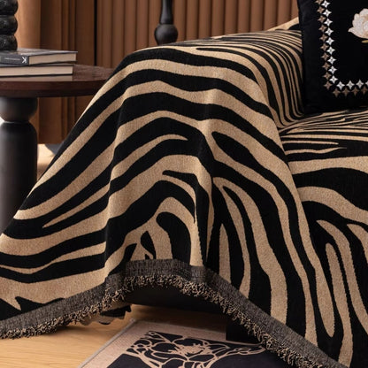 Chenille Sofa Cover Zebra Pattern Soft Fabric Stylish Protection 8