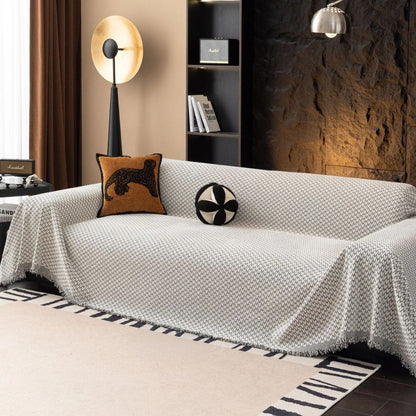 Chenille Sofa Cover Zigzag Pattern Decorative Fringe Comfort 6
