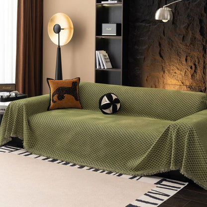 Chenille Sofa Cover Zigzag Pattern Decorative Fringe Comfort 7