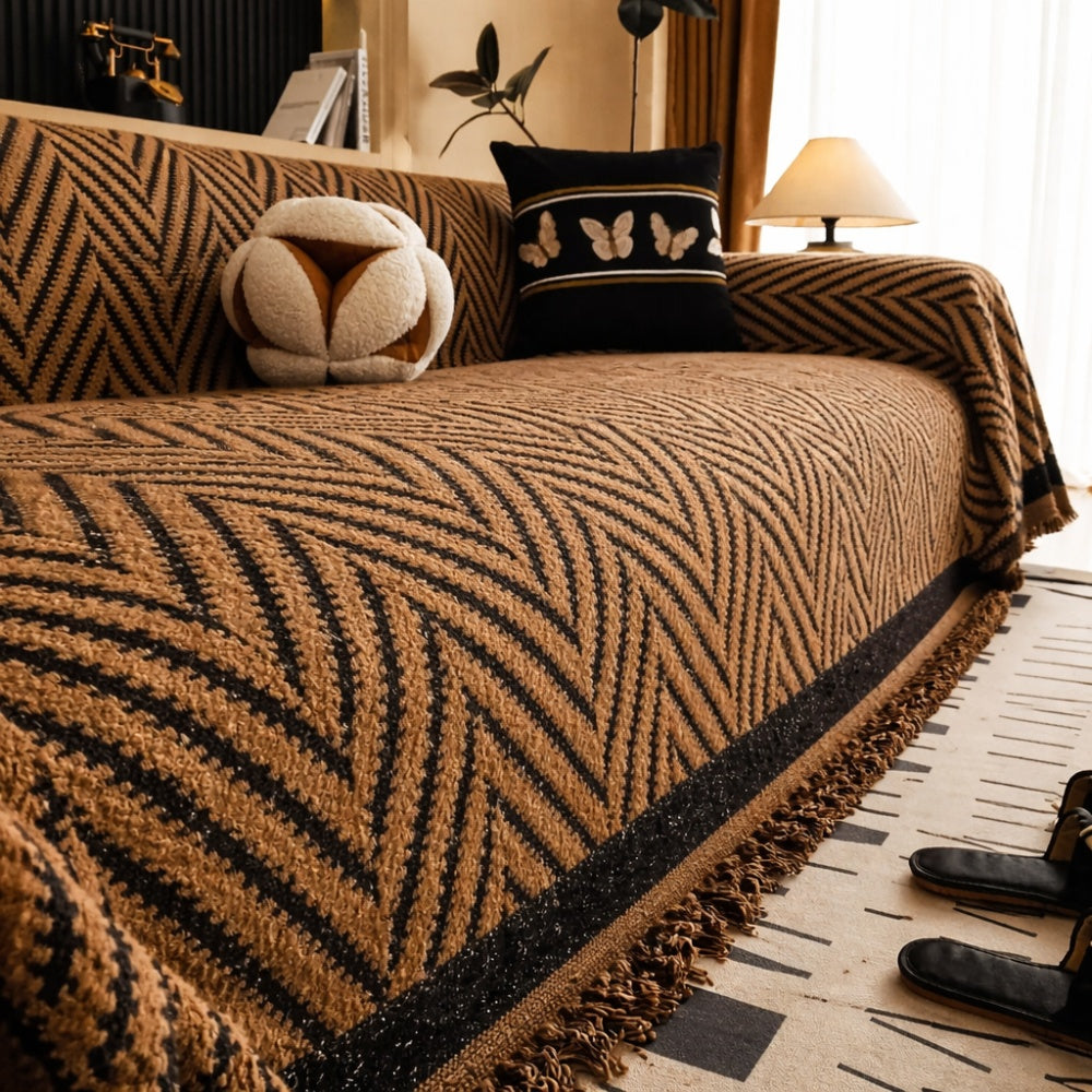 Chevron Herringbone Sofa Cover Microfiber Soft Texture Protection 2