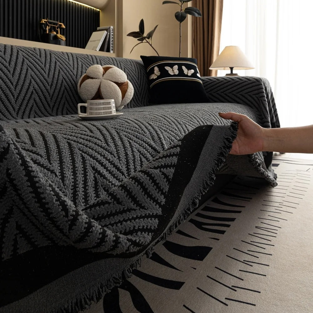 Chevron Herringbone Sofa Cover Microfiber Soft Texture Protection 3