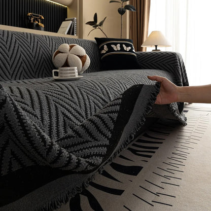Chevron Herringbone Sofa Cover Microfiber Soft Texture Protection 3