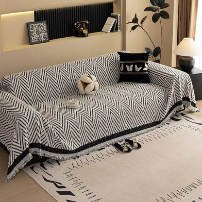 Chevron Herringbone Sofa Cover Microfiber Soft Texture Protection 4