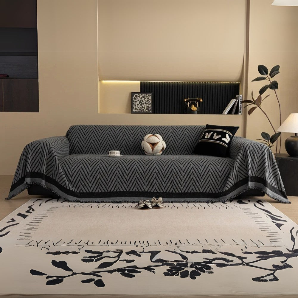 Chevron Herringbone Sofa Cover Microfiber Soft Texture Protection 5