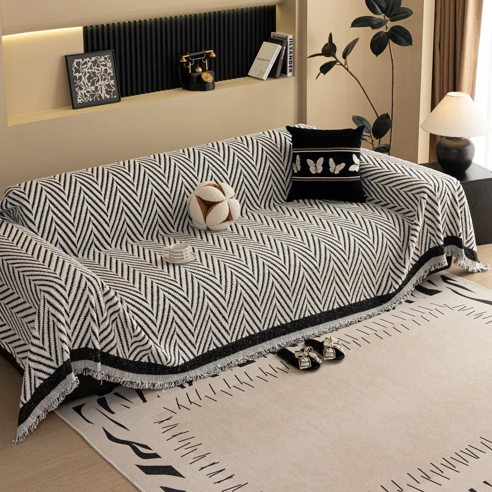 Chevron Sofa Cover Soft Microfiber Cozy Decorative Blanket 1