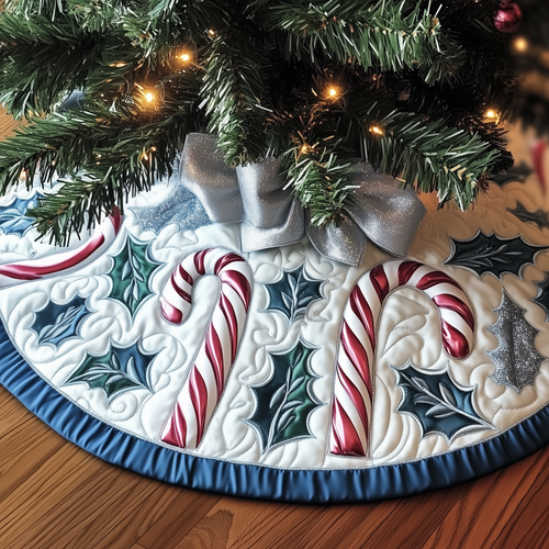 Christmas Tree Skirt Quilted Design Durable Cotton Blend 36-Inch 0