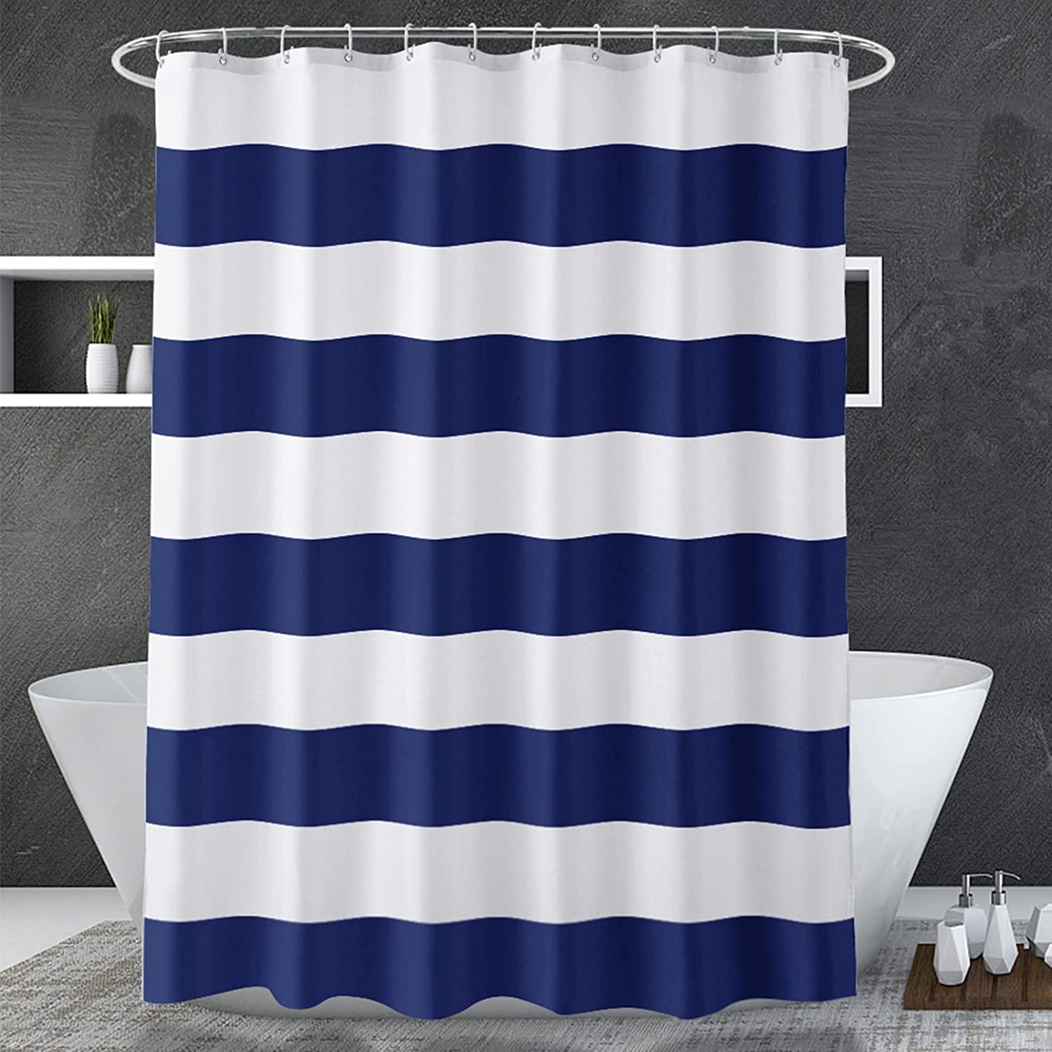 Classic Stripes | Shower Curtain with Weighted Corners & Reinforced Grommets | Elegant Design for a Relaxing Bathroom 0
