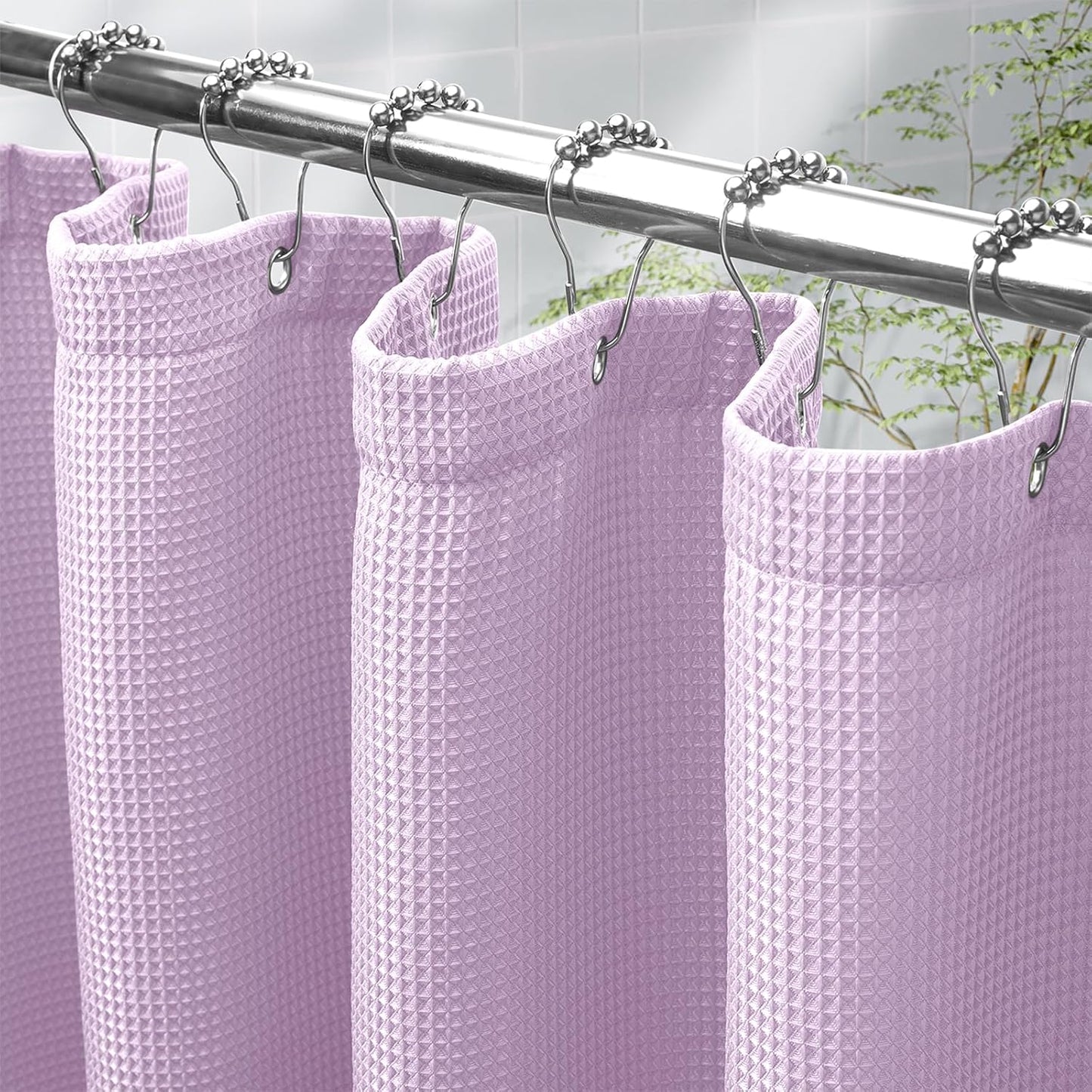 Colorful Waffle Shower Curtain with Heavy-Duty Fabric | Moisture Resistant Design for Luxurious Bathrooms 10