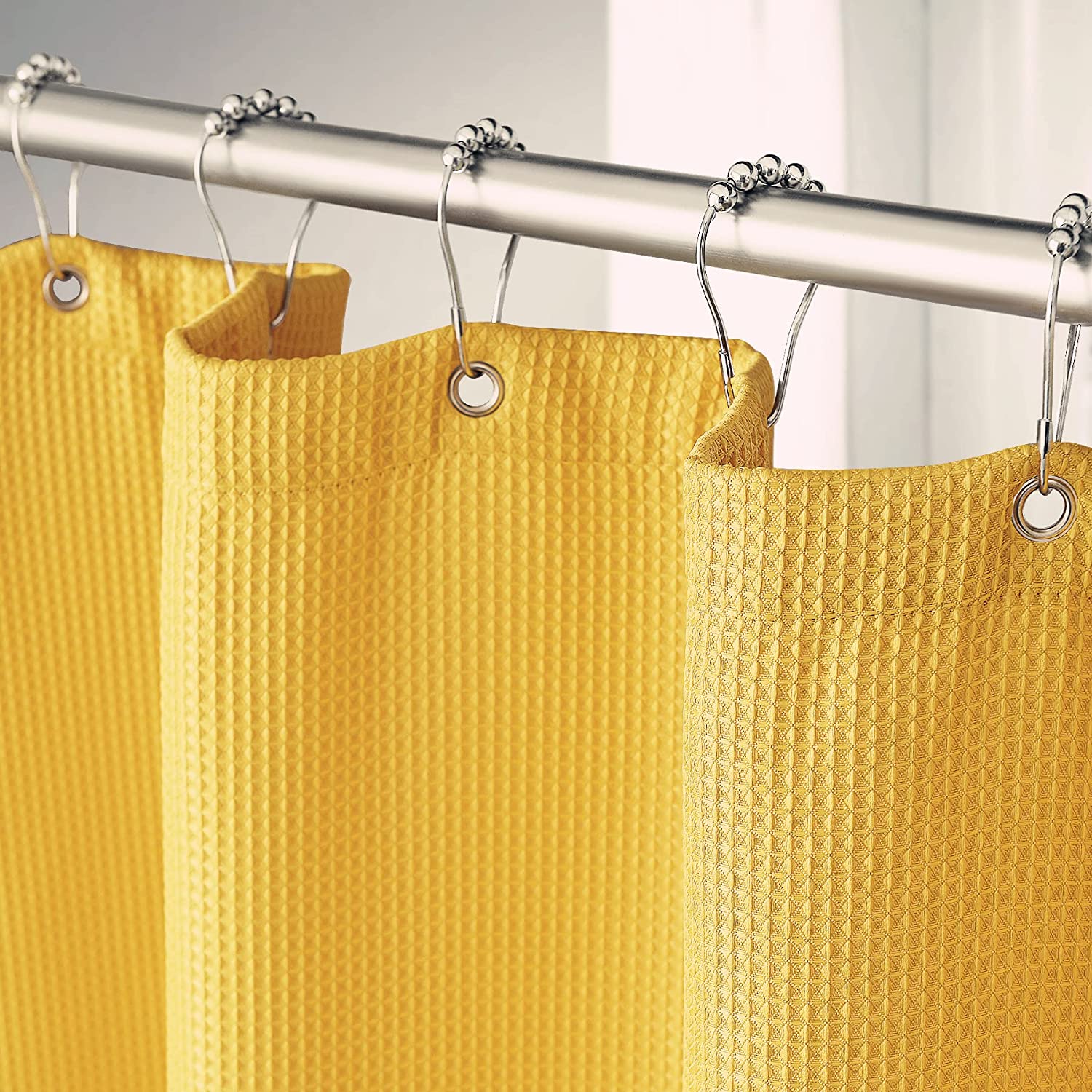 Colorful Waffle Shower Curtain with Heavy-Duty Fabric | Moisture Resistant Design for Luxurious Bathrooms 17