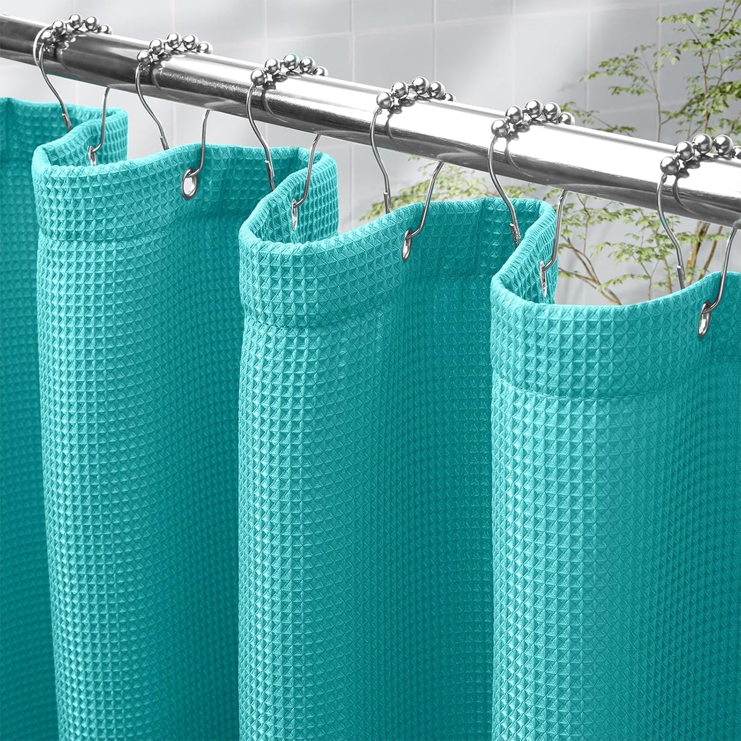 Colorful Waffle Shower Curtain with Heavy-Duty Fabric | Moisture Resistant Design for Luxurious Bathrooms 20