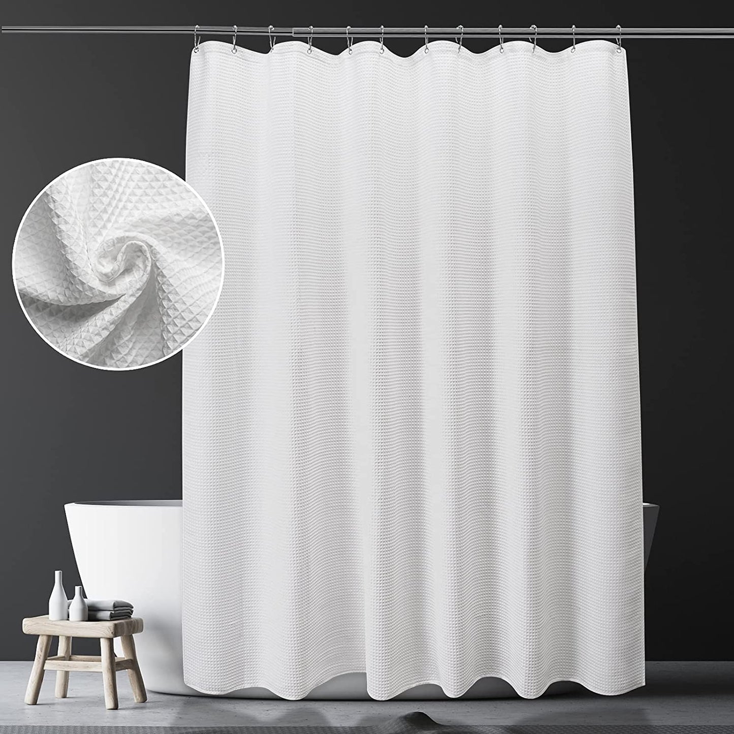 Colorful Waffle Shower Curtain with Heavy-Duty Fabric | Moisture Resistant Design for Luxurious Bathrooms 9