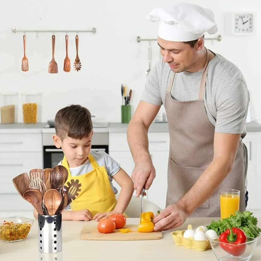 Cooking Utensils Set 7 Pieces Wooden Non-Stick Durable Kitchen Tools 2